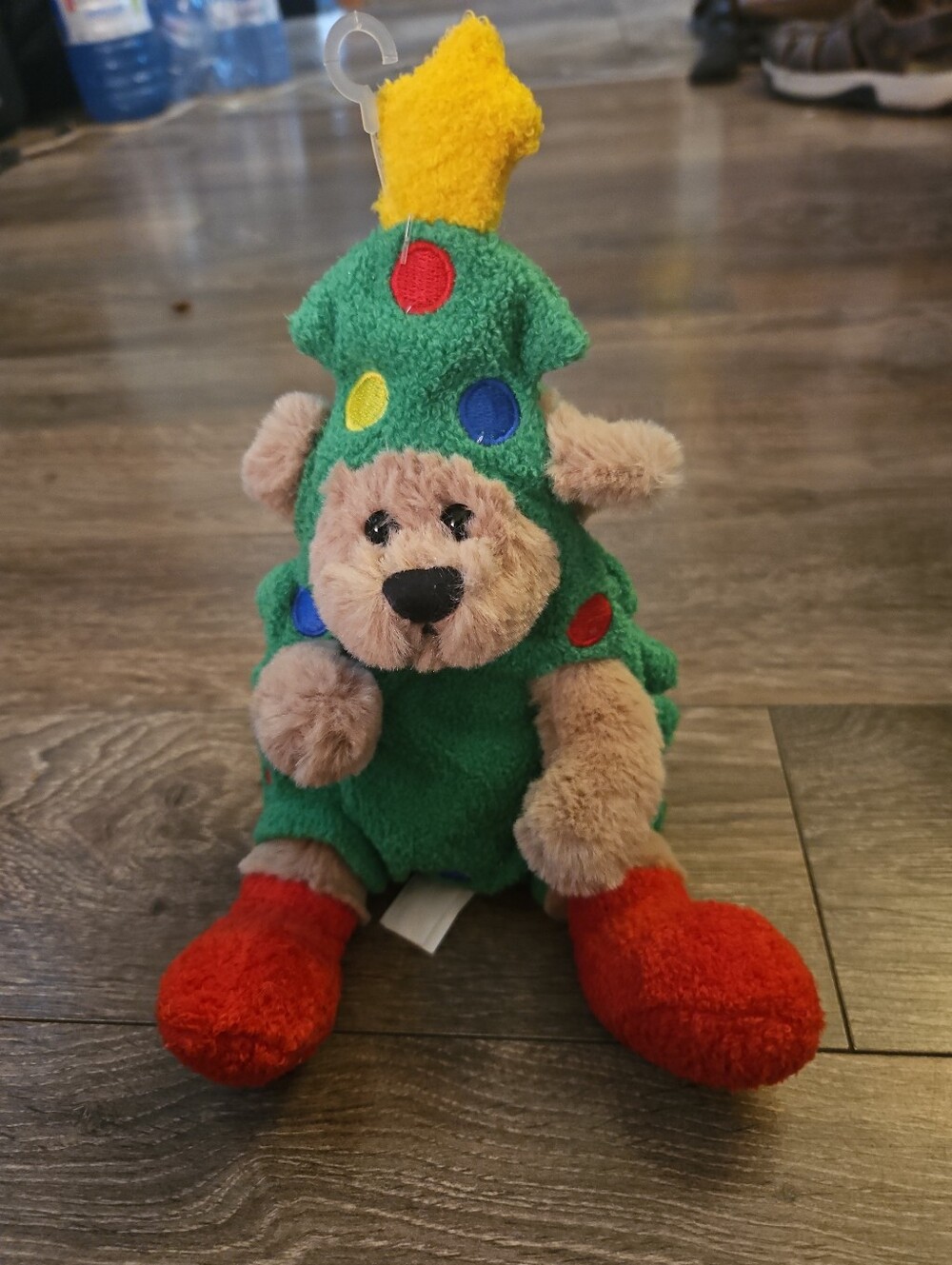 Plush Bear in Green Christmas Tree Costume with Red Boots HBC